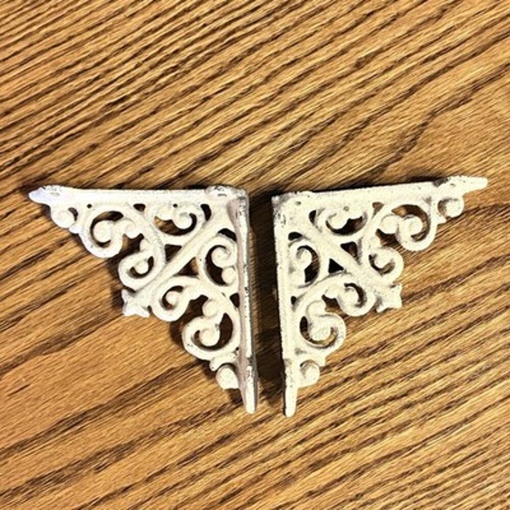 Antique Style Shelf Brace Wall Bracket Cast Iron Brackets Small White Corbel 4"